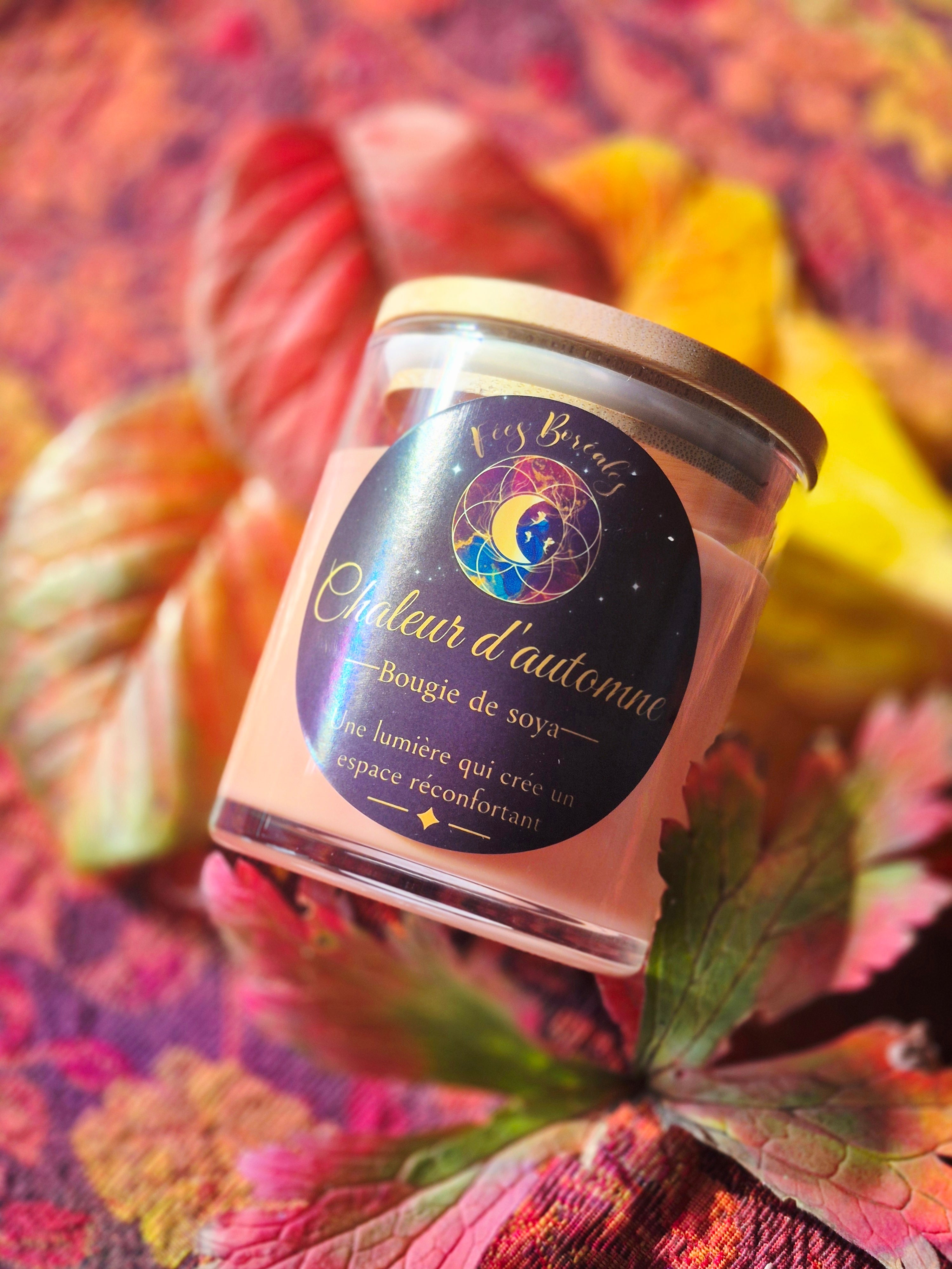 Chaleur d'automne – Bougie de Soya de Fées Boréales, ambiance automnale réconfortante
